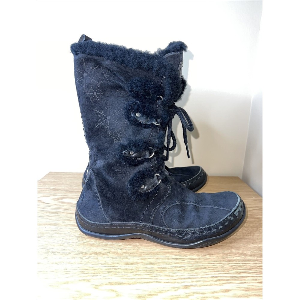 The North Face Abby II Winter Snow Boots Women's Size 10 Black Suede Waterproof